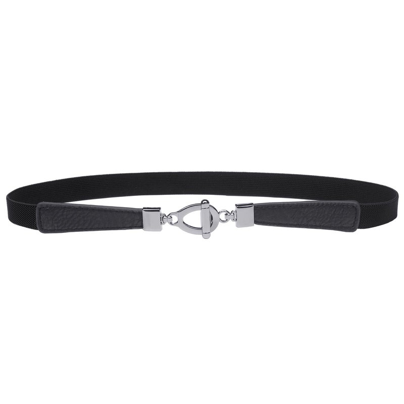 Syuer Womens 0.8" Width Skinny Elastic Waist Belt Stretch Cinch Belt Thin Belt (S-M (26"-32"), Black) - Image 1